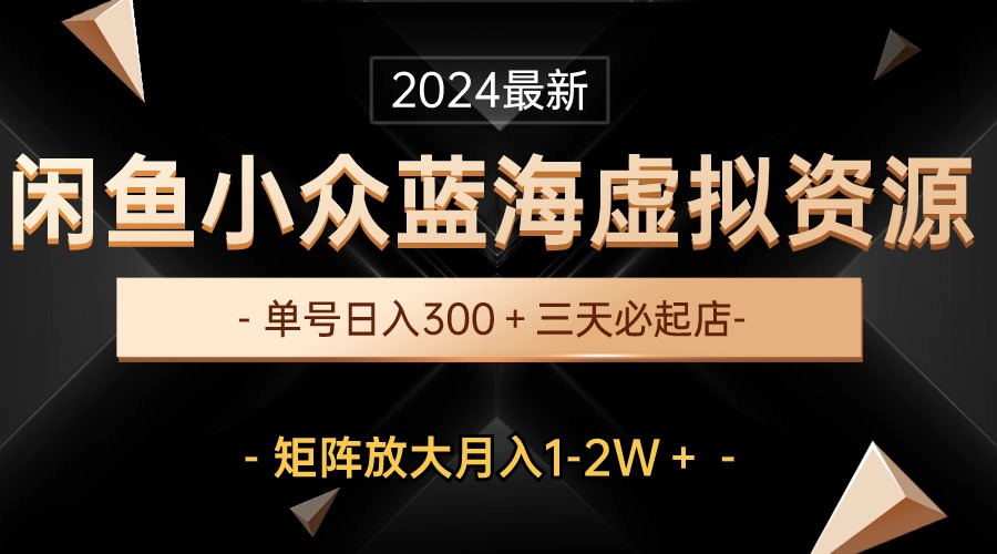 （10336期）最新闲鱼小众蓝海虚拟资源，单号日入300＋，三天必起店，矩阵放大月入1-2W-89网创