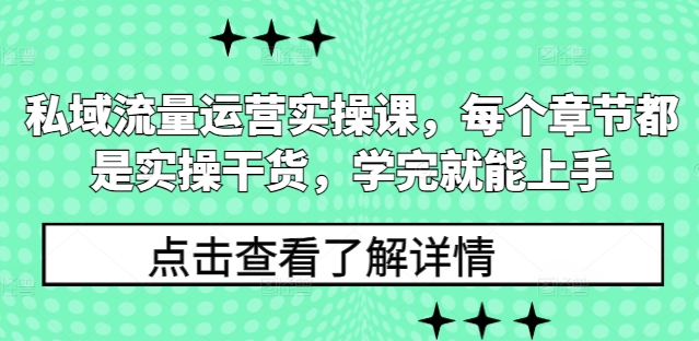 私域流量运营实操课，每个章节都是实操干货，学完就能上手-89网创