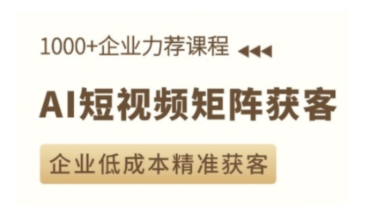 AI短视频矩阵获客实操课，企业低成本精准获客-89网创