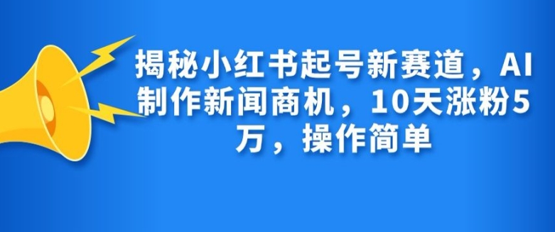 揭秘小红书起号新赛道，AI制作新闻商机，10天涨粉1万，操作简单-89网创