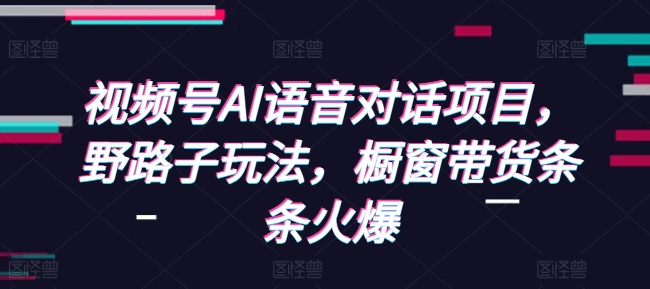 视频号AI语音对话项目，野路子玩法，橱窗带货条条火爆-89网创