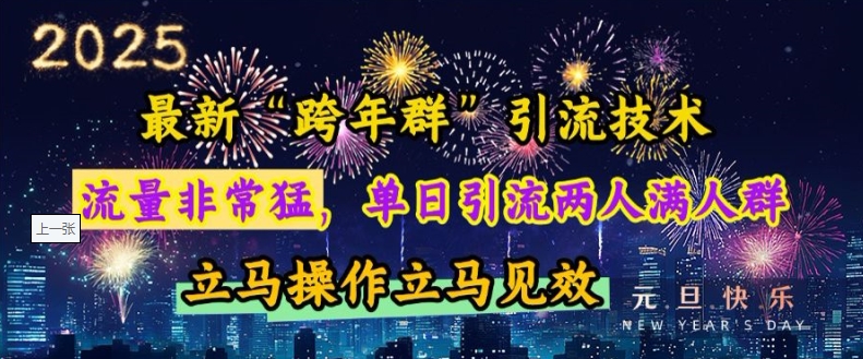 最新“跨年群”引流，流量非常猛，单日引流两人满人群，立马操作立马见效【揭秘】-89网创