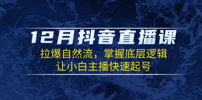 12月抖音直播课：拉爆自然流，掌握底层逻辑，让小白主播快速起号-89网创