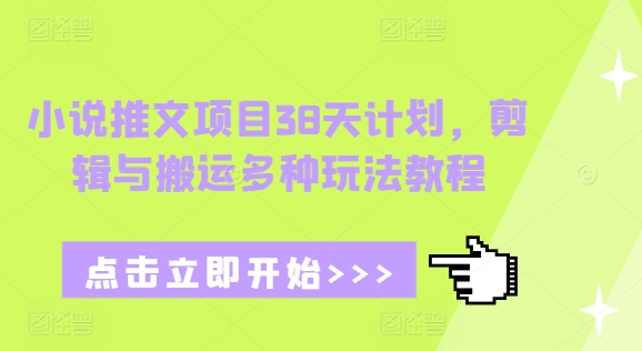 小说推文项目38天计划，剪辑与搬运多种玩法教程-89网创