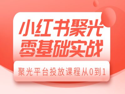小红书聚光零基础实战，聚光平台投放课程从0到1-89网创