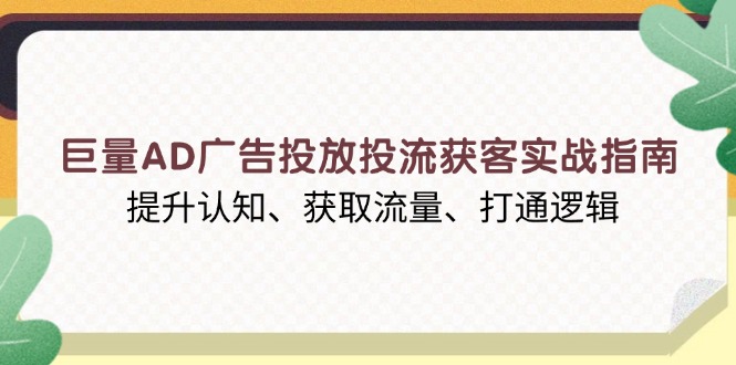 巨量AD广告投放投流获客实战指南，提升认知、获取流量、打通逻辑-89网创