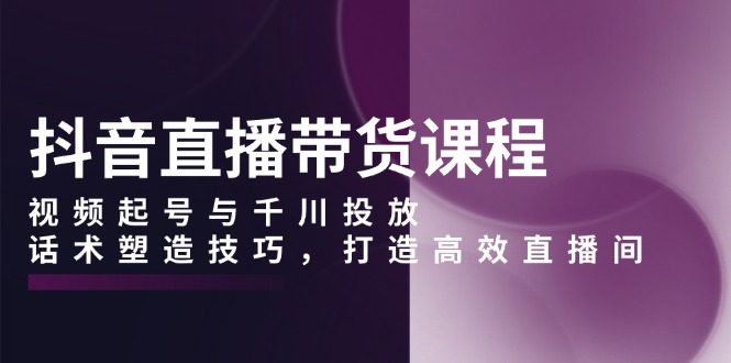 抖音直播带货课程，视频起号与千川投放，话术塑造技巧，打造高效直播间-89网创