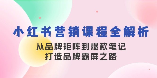 小红书营销课程全解析，从品牌矩阵到爆款笔记，打造品牌霸屏之路-89网创