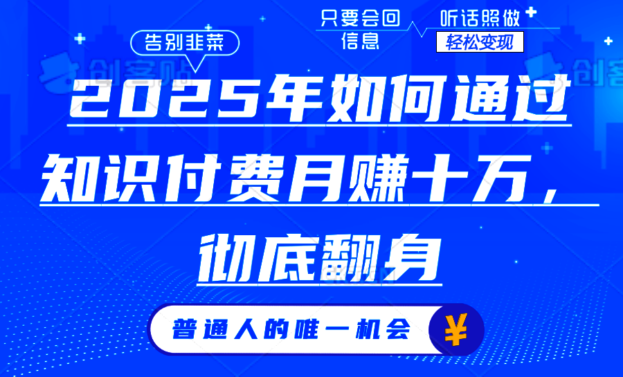 2025年如何通过知识付费月入十万，年入百万。。-89网创