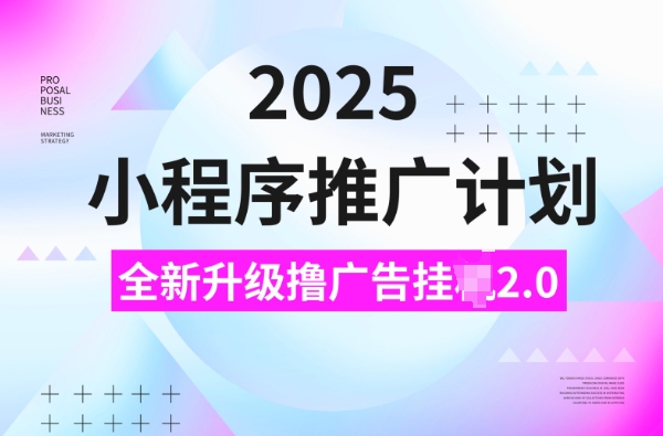 2025小程序推广计划，撸广告挂JI3.0玩法，日均5张【揭秘】-89网创