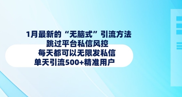 1月最新的无脑式引流方法，跳过平台私信风控，每天都可以无限发私信，单天引流500+精准用户-89网创