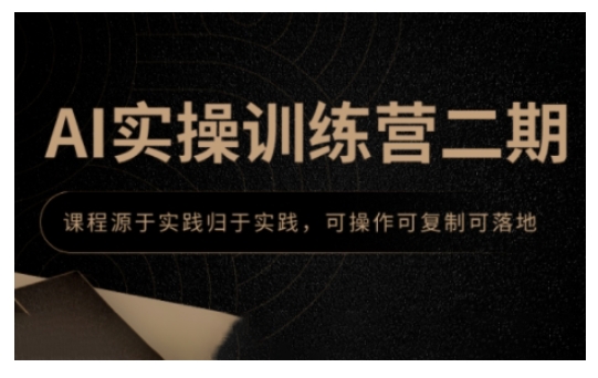 AI实操训练营二期，课程源于实践归于实践，可操作可复制可落地-89网创