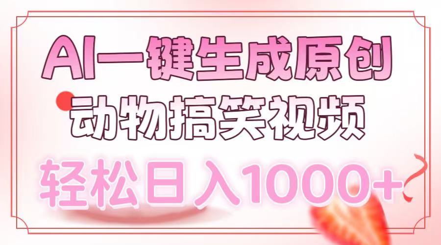 AI一键生成原创动物搞笑视频，轻松日入1000+-89网创