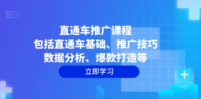 直通车推广课程：包括直通车基础、推广技巧、数据分析、爆款打造等-89网创
