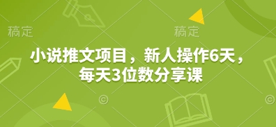 小说推文项目，新人操作6天，每天3位数分享课-89网创
