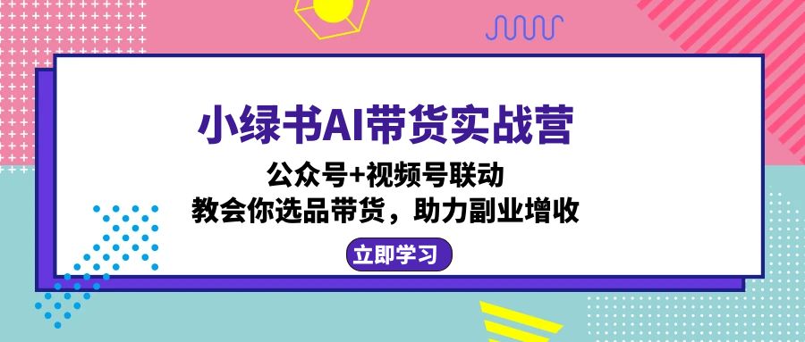 小绿书AI带货实战营：公众号+视频号联动，教会你选品带货，助力副业增收-89网创