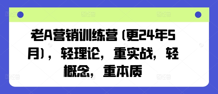 老A营销训练营(更25年1月)，轻理论，重实战，轻概念，重本质-89网创