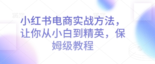 小红书电商实战方法，让你从小白到精英，保姆级教程-89网创