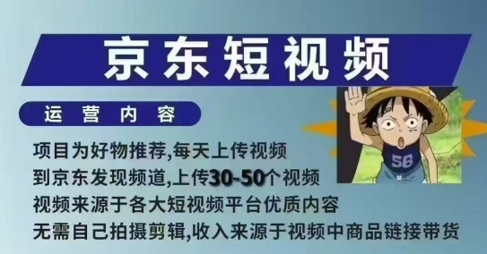 京东短视频带货课，无需自己拍摄剪辑，保姆式教学，两天快速上手-89网创