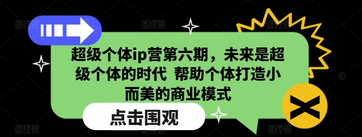 超级个体ip营第六期，未来是超级个体的时代  帮助个体打造小而美的商业模式-89网创