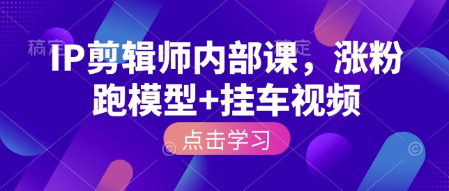 IP剪辑师内部课，涨粉跑模型+挂车视频-89网创