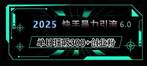 2025年快手6.0保姆级教程震撼来袭，单日狂吸300+精准创业粉-89网创