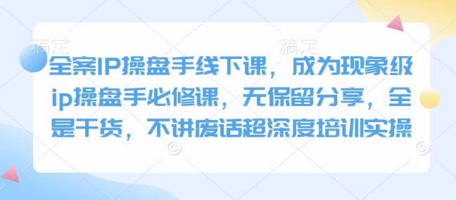 全案IP操盘手线下课，成为现象级ip操盘手必修课，无保留分享，全是干货，不讲废话超深度培训实操-89网创