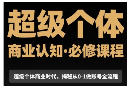 超级个体商业认知觉醒视频课，商业认知·必修课程揭秘从0-1账号全流程-89网创
