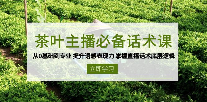 茶叶 主播必备话术课 从0基础到专业 提升语感表现力 掌握直播话术底层逻辑-89网创