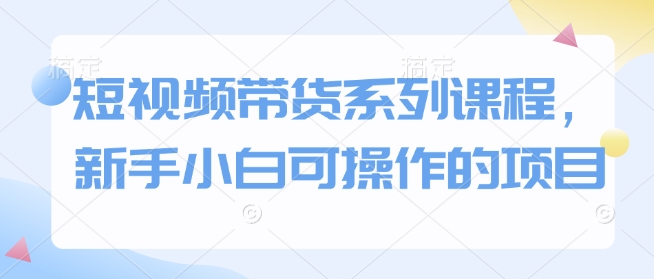 短视频带货系列课程，新手小白可操作的项目-89网创