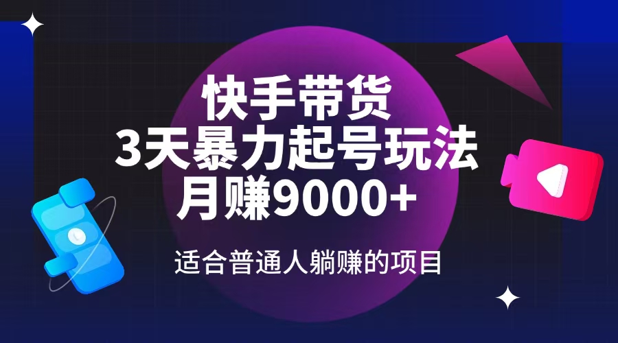 快手带货，3天起号暴力玩法，月赚9000+，适合普通人躺赚的项目-89网创