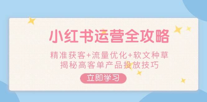小红书运营全攻略，精准获客+流量优化+软文种草，揭秘高客单产品投放技巧-89网创