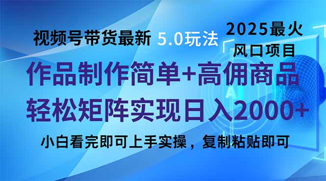 视频号带货最新5.0玩法，作品制作简单，当天起号，复制粘贴，轻松矩阵…-89网创