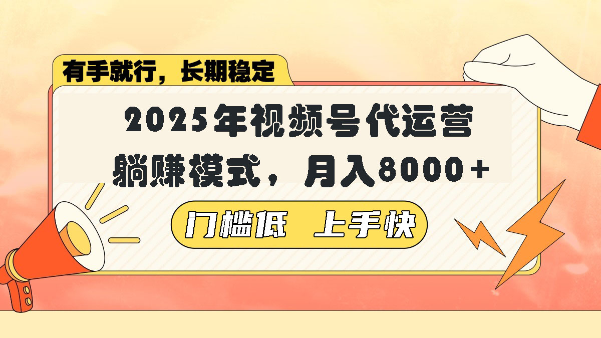 视频号带货代运营，躺赚模式，小白单月轻松变现8000+-89网创