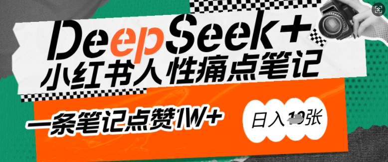 AI赋能小红书爆款秘籍：用DeepSeek轻松抓人性痛点，小白也能写出点赞破万的吸金笔记，日入多张-89网创