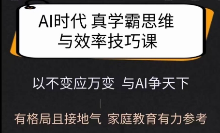 Ai时代真学霸思维与学习方法课，有格局且接地气，家庭教育有力参考-89网创