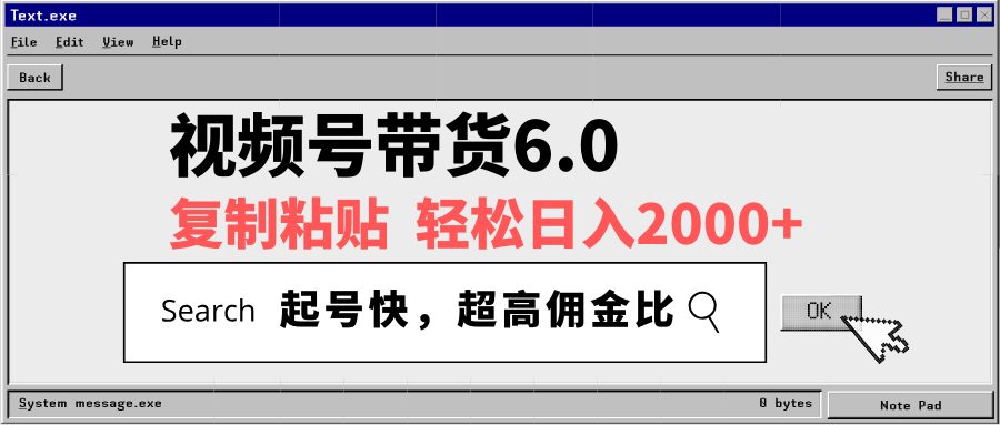 视频号带货6.0，轻松日入2000+，起号快，复制粘贴即可，超高佣金比-89网创