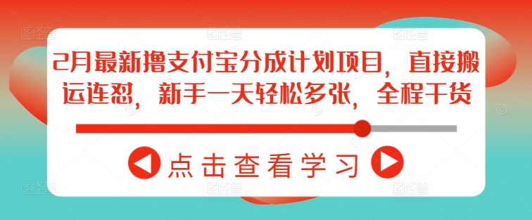 2月最新撸支付宝分成计划项目，直接搬运连怼，新手一天轻松多张，全程干货-89网创