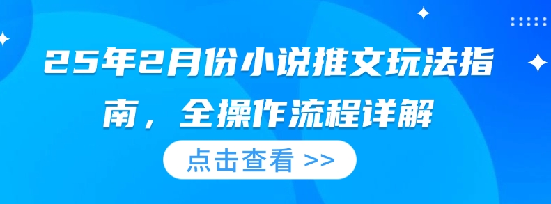 25年2月份小说推文玩法指南，全操作流程详解-89网创