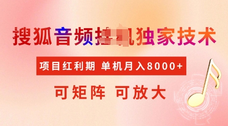 全网首发搜狐音频挂JI独家技术，项目红利期，可矩阵可放大，稳定月入8k【揭秘】-89网创