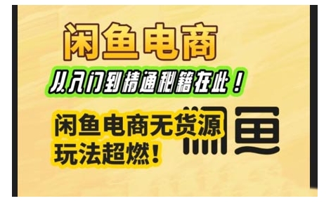 闲鱼电商实战课，从入门到精通秘籍在此，闲鱼电商无货源玩法超燃!-89网创