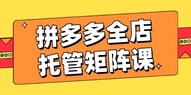 拼多多全店托管矩阵课，盈利动销玩法，高效计划设置，提升店铺效益-89网创