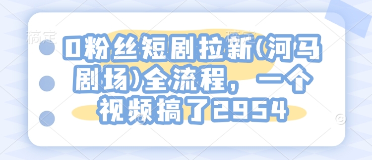 0粉丝短剧拉新(河马剧场)全流程，一个视频搞了2954-89网创