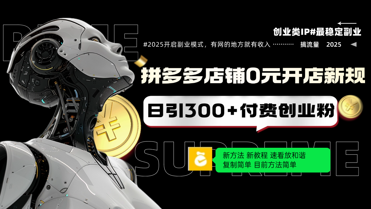 拼多多店铺0元开店新规，日引300+付费创业粉，目前方法简单复制粘贴可矩阵-89网创