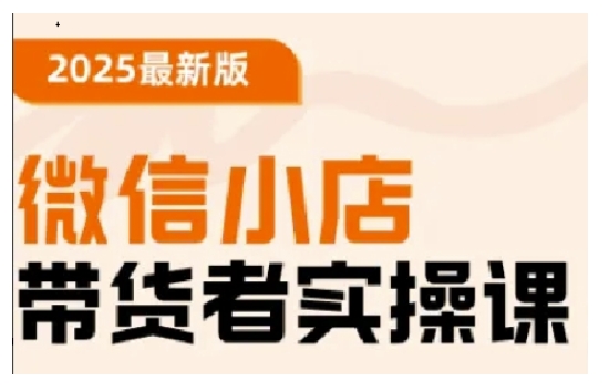 2025最新版微信小店带货者实操课，基础操作到高级运营技巧，快速上手-89网创