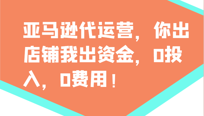 亚马逊代运营，你出店铺我出资金，0投入，0费用，无责任每天300分红，赢亏我承担-89网创