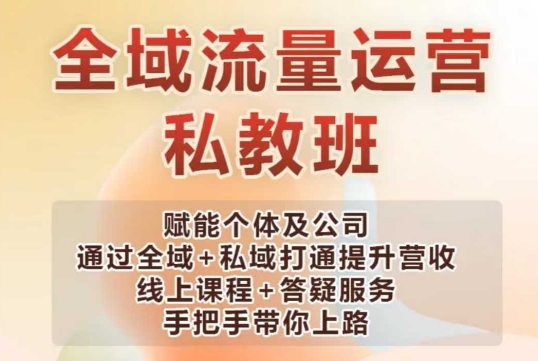 全域流量运营操盘课，赋能个体及公司通过全域+私域打通提升营收-89网创