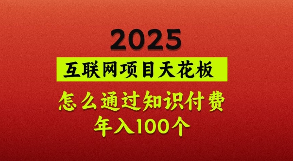 2025项目天花板，普通怎么通过知识付费翻身，年入百个【揭秘】-89网创