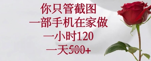 你只管截图，一部手机在家做，一小时120.一天5张【揭秘】-89网创