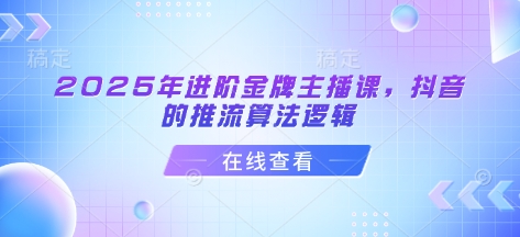 2025年进阶金牌主播课，抖音的推流算法逻辑-89网创